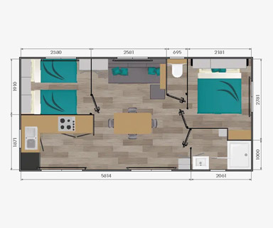 Plan Mobil-Home Louisiane Prestige 4/5 places